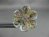 ESTATE LARGE 1.72CT DIAMOND 18KT TRI COLOR GOLD FLOWER FILIGREE CLIP ON EARRINGS