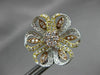 ESTATE LARGE 1.72CT DIAMOND 18KT TRI COLOR GOLD FLOWER FILIGREE CLIP ON EARRINGS