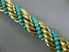 ANTIQUE LARGE & LONG AAA TURQUOISE 14K YELLOW GOLD 3D HANDCRAFTED SWIRL BRACELET