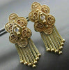 ANTIQUE .08CT OLD MINE DIAMOND 14KT YELLOW GOLD 3D FILIGREE HANGING EARRINGS