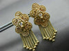 ANTIQUE .08CT OLD MINE DIAMOND 14KT YELLOW GOLD 3D FILIGREE HANGING EARRINGS