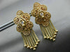 ANTIQUE .08CT OLD MINE DIAMOND 14KT YELLOW GOLD 3D FILIGREE HANGING EARRINGS