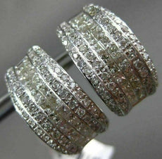 ESTATE WIDE 2.65CT DIAMOND 14KT WHITE GOLD MULTI ROW INVISIBLE HANGING EARRINGS