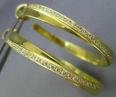 ESTATE LARGE .61CT ROUND DIAMOND 18K YELLOW GOLD 3D CLASSIC X HOOP LOVE EARRINGS