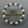 ANTIQUE LARGE .80CT AAA SAPPHIRE & SOUTH SEA PEARL 14K YELLOW GOLD 3D PIN BROOCH