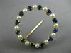 ANTIQUE LARGE .80CT AAA SAPPHIRE & SOUTH SEA PEARL 14K YELLOW GOLD 3D PIN BROOCH