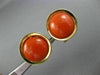 ANTIQUE LARGE ROUND AAA CORAL 14KT YELLOW GOLD CLASSIC CLIP ON EARRINGS #26082