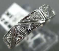 ANTIQUE WIDE .35CT DIAMOND 18KT WHITE GOLD 3D FILIGREE SQUARE ETERNITY RING 9253
