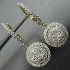 ESTATE 1.16CT DIAMOND 14KT YELLOW GOLD 3D DOUBLE HALO LEVERBACK HANGING EARRINGS