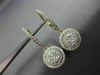 ESTATE 1.16CT DIAMOND 14KT YELLOW GOLD 3D DOUBLE HALO LEVERBACK HANGING EARRINGS