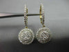 ESTATE 1.16CT DIAMOND 14KT YELLOW GOLD 3D DOUBLE HALO LEVERBACK HANGING EARRINGS