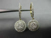 ESTATE 1.16CT DIAMOND 14KT YELLOW GOLD 3D DOUBLE HALO LEVERBACK HANGING EARRINGS