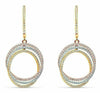 ESTATE 1.24CT DIAMOND 18KT TRI COLOR GOLD CIRCULAR INTERTWINING HANGING EARRINGS