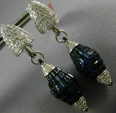 EXTRA LARGE 27.25CT DIAMOND & SAPPHIRE 18KT WHITE GOLD CLIP ON HANGING EARRINGS