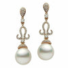 ESTATE LARGE 1.04CT DIAMOND & SOUTH SEA PEARL 18KT ROSE GOLD TEAR DROP EARRINGS
