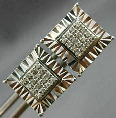 ESTATE .08CT DIAMOND 14KT WHITE GOLD 3D SQUARE CLUSTER FILIGREE STUD EARRINGS