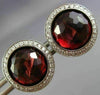 ESTATE LARGE 6.10CT DIAMOND & AAA GARNET 18KT WHITE GOLD HALO SCREWBACK EARRINGS