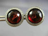 ESTATE LARGE 6.10CT DIAMOND & AAA GARNET 18KT WHITE GOLD HALO SCREWBACK EARRINGS