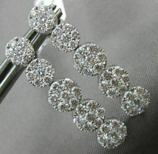 ESTATE 2.79CT ROUND DIAMOND 18KT WHITE GOLD 3D CLUSTER JOURNEY HANGING EARRINGS