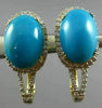 ESTATE 7.79CT DIAMOND & TURQUOISE 14K YELLOW GOLD HALO FILIGREE HANGING EARRINGS