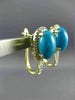 ESTATE 7.79CT DIAMOND & TURQUOISE 14K YELLOW GOLD HALO FILIGREE HANGING EARRINGS