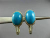 ESTATE 7.79CT DIAMOND & TURQUOISE 14K YELLOW GOLD HALO FILIGREE HANGING EARRINGS
