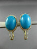 ESTATE 7.79CT DIAMOND & TURQUOISE 14K YELLOW GOLD HALO FILIGREE HANGING EARRINGS