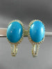 ESTATE 7.79CT DIAMOND & TURQUOISE 14K YELLOW GOLD HALO FILIGREE HANGING EARRINGS