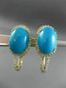 ESTATE 7.79CT DIAMOND & TURQUOISE 14K YELLOW GOLD HALO FILIGREE HANGING EARRINGS