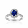 GIA CERTIFIED 1.88CT DIAMOND & AAA TANZANITE 18K WHITE GOLD HALO ENGAGEMENT RING