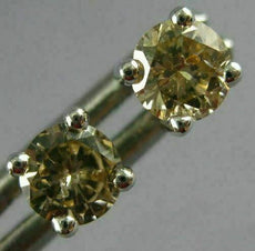 ESTATE .59CT CHOCOLATE FANCY DIAMOND 18KT WHITE GOLD SOLITAIRE 4MM STUD EARRINGS