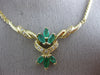 ANTIQUE 1.40CT DIAMOND COLOMBIAN EMERALD 14KT GOLD FILIGREE NECKLACE 19.5" 21154