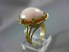 ANTIQUE LARGE .1CT OLD MINE DIAMOND AAA CORAL 14K YELLOW GOLD FLOWER RING 19562