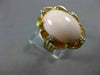 ANTIQUE LARGE .1CT OLD MINE DIAMOND AAA CORAL 14K YELLOW GOLD FLOWER RING 19562
