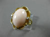ANTIQUE LARGE .1CT OLD MINE DIAMOND AAA CORAL 14K YELLOW GOLD FLOWER RING 19562