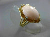 ANTIQUE LARGE .1CT OLD MINE DIAMOND AAA CORAL 14K YELLOW GOLD FLOWER RING 19562