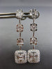 ESTATE 1.85CT DIAMOND 18KT WHITE GOLD JOURNEY HALO SQUARE STUD HANGING EARRINGS