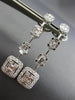 ESTATE 1.85CT DIAMOND 18KT WHITE GOLD JOURNEY HALO SQUARE STUD HANGING EARRINGS