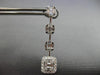 ESTATE 1.85CT DIAMOND 18KT WHITE GOLD JOURNEY HALO SQUARE STUD HANGING EARRINGS