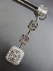 ESTATE 1.85CT DIAMOND 18KT WHITE GOLD JOURNEY HALO SQUARE STUD HANGING EARRINGS