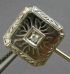 ANTIQUE .03CT OLD MINE DIAMOND 14KT 2 TONE GOLD OCTAGON FILIGREE LAPEL PIN 26194