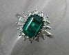 ANTIQUE 1.90CT DIAMOND & AAA COLOMBIAN EMERALD PLATINUM ENGAGEMENT RING #22258