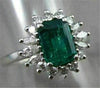 ANTIQUE 1.90CT DIAMOND & AAA COLOMBIAN EMERALD PLATINUM ENGAGEMENT RING #22258