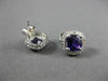 ESTATE 1.88CT DIAMOND & AAA AMETHYST 14KT WHITE GOLD SQUARE HALO STUD EARRINGS