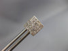 ESTATE 1.0CT DIAMOND 14KT TWO TONE GOLD 3D INVISIBLE SQUARE STUD EARRINGS #17965