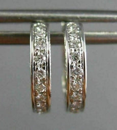 ESTATE SMALL .30CT DIAMOND 18K WHITE GOLD CLASSIC FILIGREE HUGGIE EARRINGS 25559