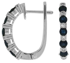 1.64CT DIAMOND & AAA SAPPHIRE 14KT WHITE GOLD 3D BEZEL CHANNEL HANGING EARRINGS