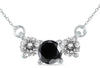 1.0CT WHITE & BLACK DIAMOND 14KT WHITE GOLD 3 STONE PAST PRESENT FUTURE NECKLACE