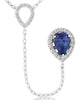 .95CT DIAMOND & AAA TANZANITE 14KT WHITE GOLD PEAR SHAPE & ROUND LOVE NECKLACE