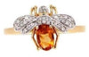 ESTATE .50CT DIAMOND & AAA CITRINE 14K 2 TONE GOLD 3D CLASSIC HAPPY FLY FUN RING